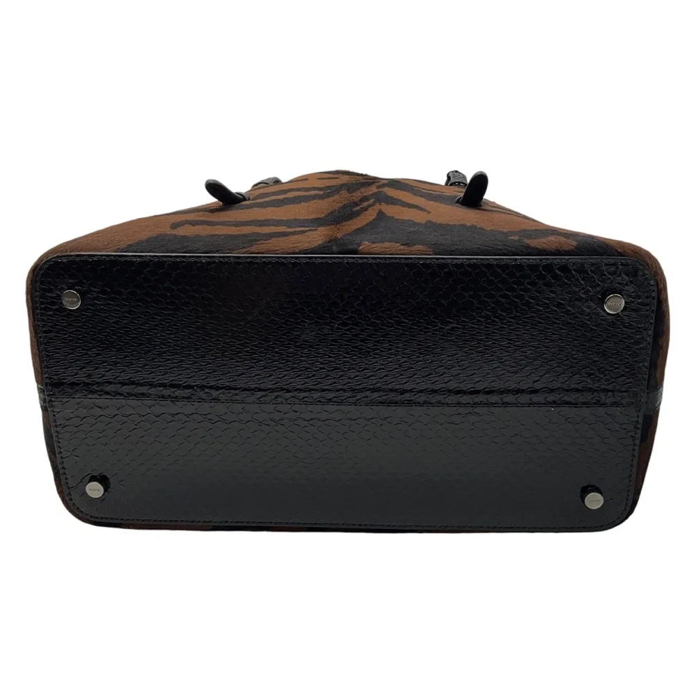 ALAIA CANELLE / NOIR NUT BROWN MINA MEDIUM POLAIN ZEBRA AND ELAPHE CALF HAIR AND - Picture 7 of 16
